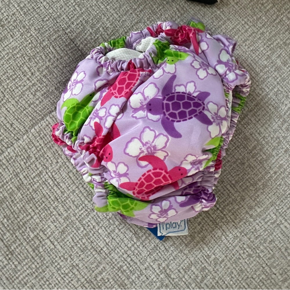 i play. Purple Swim Diaper Cover with Pink and Green Turtles